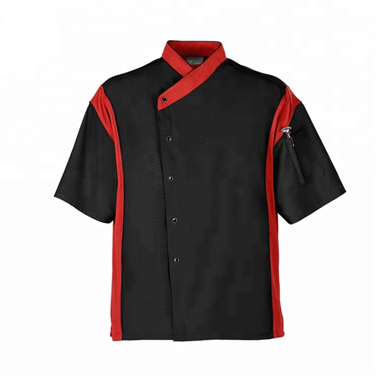 
Fashion French shoulder kitchen restaurant hotel cook jacket short sleeve coat white summer chef jacket 