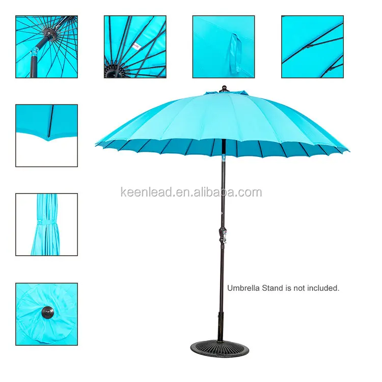 
Patio Garden 9ft Outdoor Market Umbrella with 24 Fiberglass Ribs and UV Resistant Fabric Polyester 