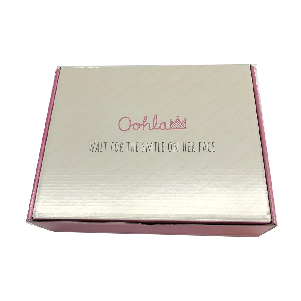 
Pink gold Custom design printing folding shipping paper clothing packaging gift box 
