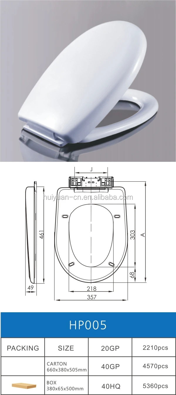 HY005 EURO standard PP material soft close toilet seat plastic seat cover round shape sanitary ware