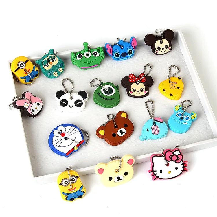 Factory Manufacture Cheap Wholesale Cartoon Anime Cute Animals Key Cover Cap Keychain