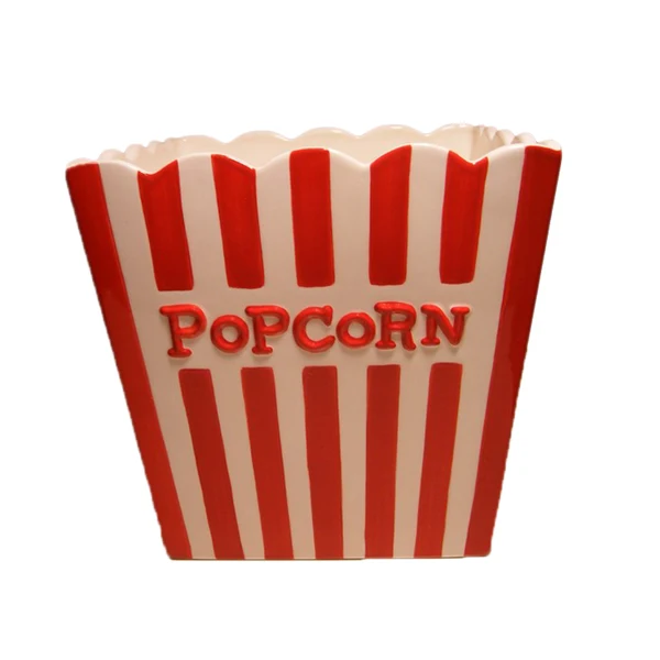 Embossed Logo Reusable Ceramic Popcorn Bowl custom home decor porcelain bowl