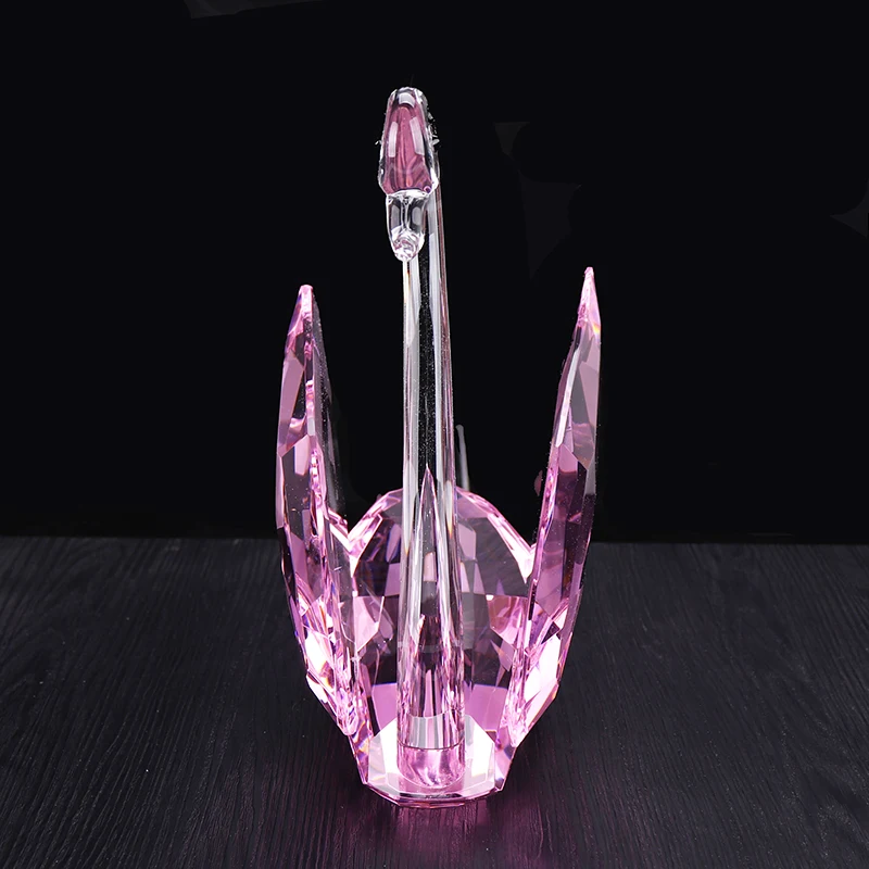 2021 new design super size pink crystal swan for wedding decoration