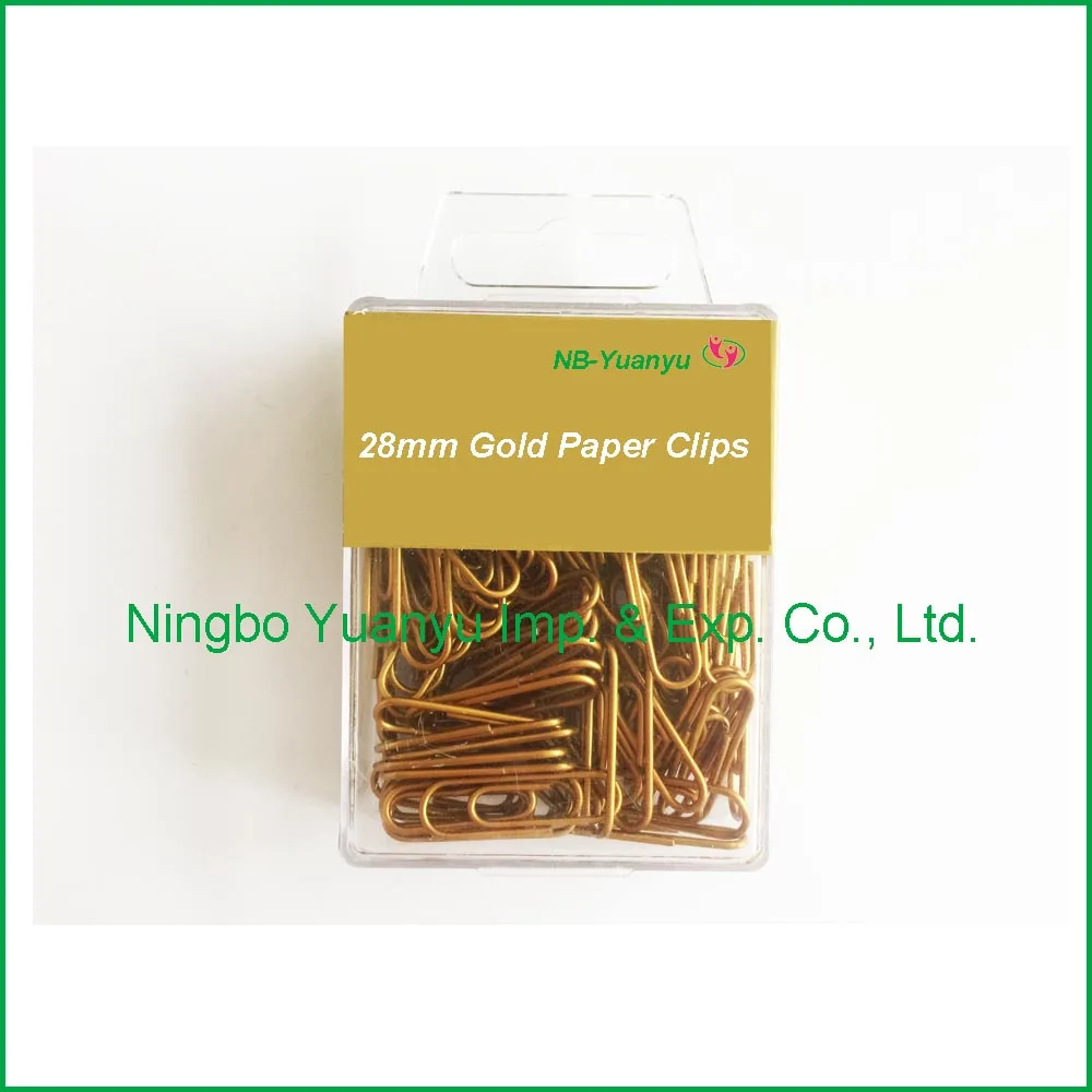 
High Quality 28mm Gold color Paper clips with PET coated 