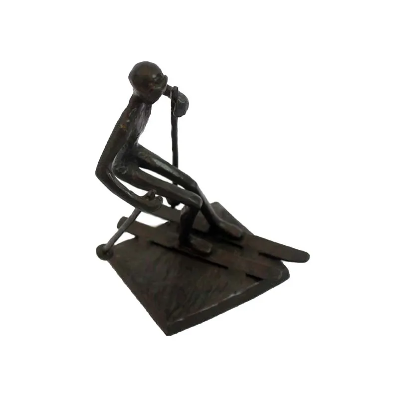 Hot sell cast iron vintage bronze sculpture Ice Skating Figure Ornaments Home Decor Business gifts home designs decorations