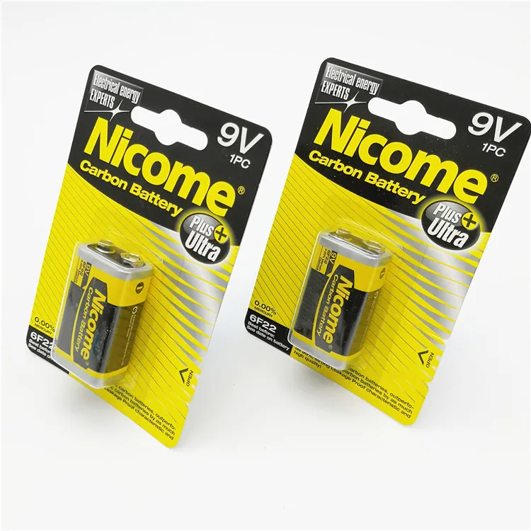 hot sale,Super power 6F22,  carbon zinc 9v  rechargeable battery for thermometer
