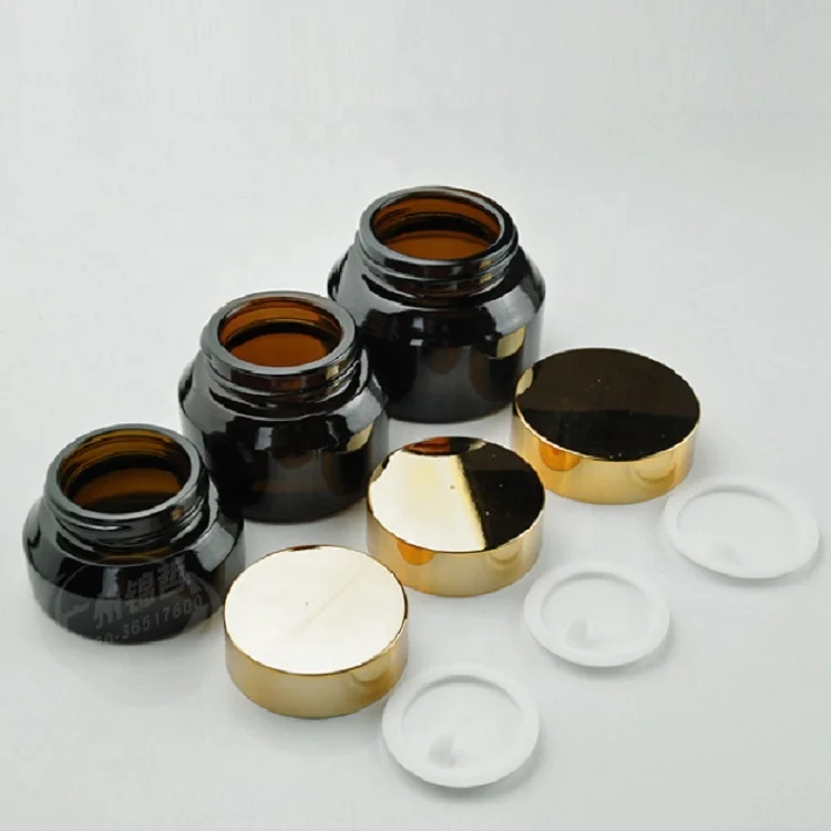 Popular 5g 15g 20g 30g 50g 100g Amber And Frosted  Brown Glass Cosmetic Cream Jar