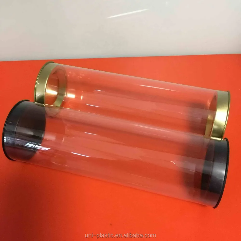 Plastic Cylinder Food Tube Tinplate Lids clear tube packaging plastic Clear Tube For Candy