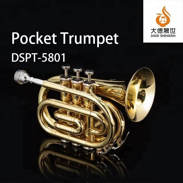
Accept OEM DSPT-5801 Gold Lacquer Pocket Trumpet 