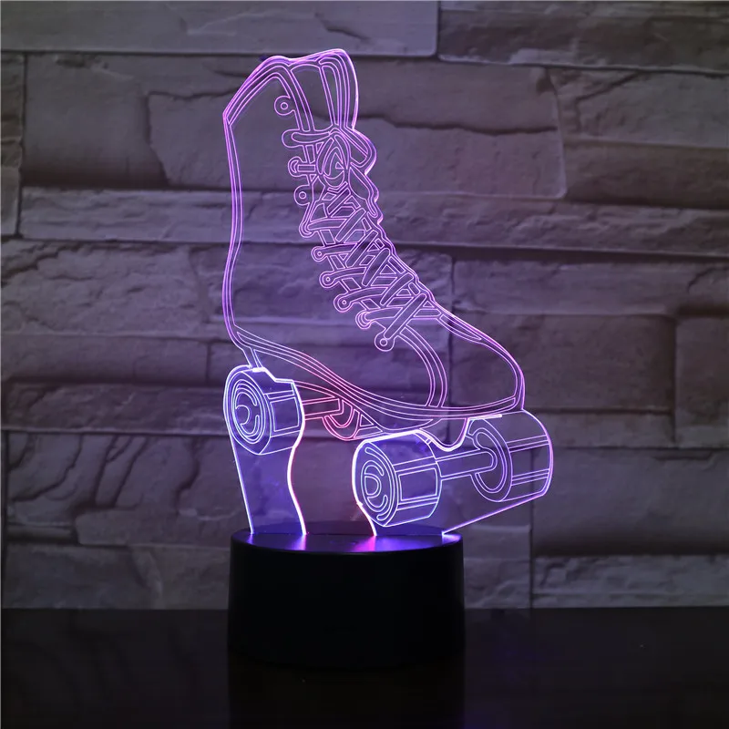 Roller Skates Tricolor 3D Illusion Lamp Kids Children Toys Three Colors LED Night Light With Touch Switch