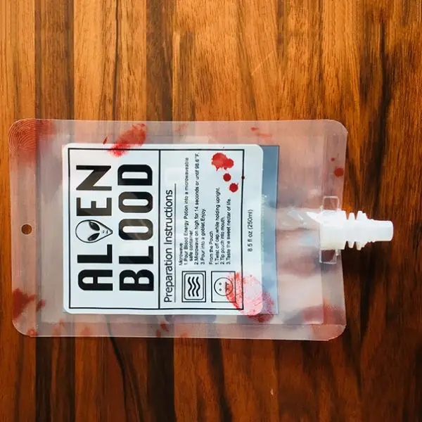 Custom accepted Empty Blood Vampire Spout bag Juice Cocktail Halloween wine pouch with spout