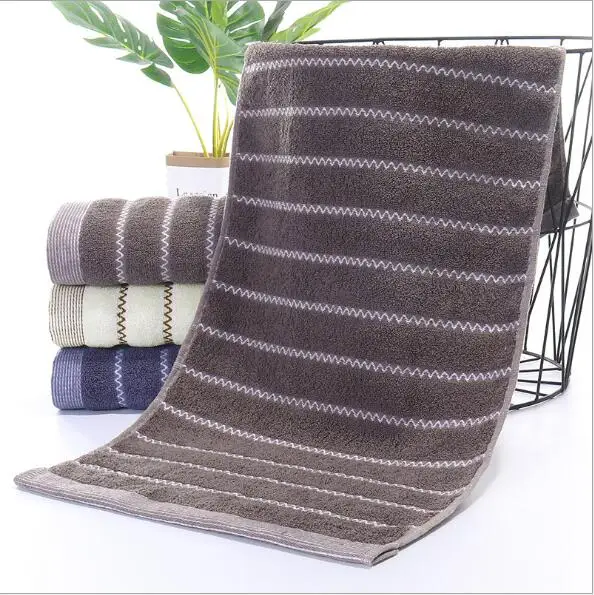Home textiles wholesale fashion soft solid color striped long bathroom face wash towel
