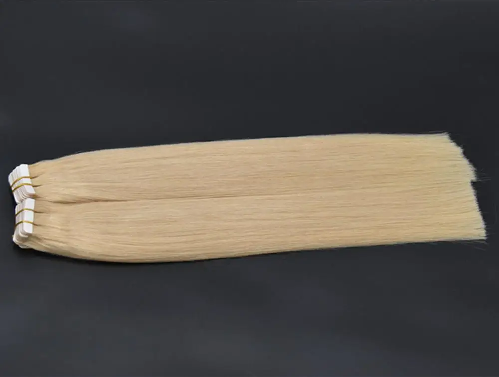 Russian blonde remy double drawn cheap invisible tape in hair extensions