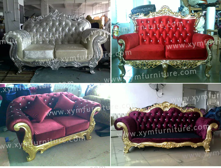 Modern luxury velvet sofa with diamond for wedding