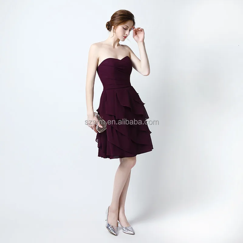 Sweetheart Charming Modern Cocktail Party Wear Dress Sleeveless 2018 Mini Chiffon Zipper Tiered Backless Evening Dress