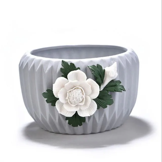 succulent cactus decorative ceramic embossed flower pots for indoor and outdoor