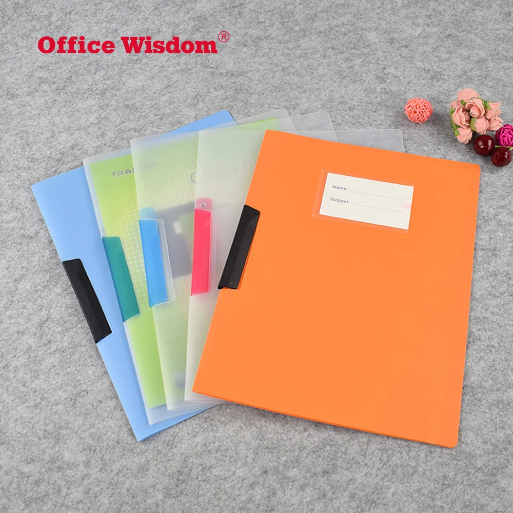 Office Wisdom A4 PP plastic Rotary clip file folder Rotary clip report folder cover with swing clip file