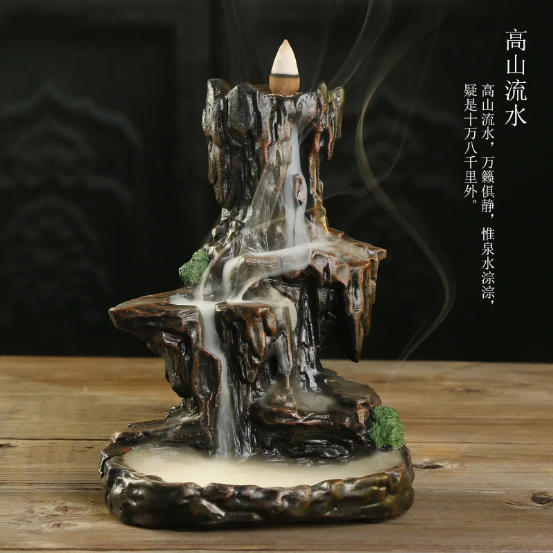APHACATOP creative resins waterfall backflow incense burner  home dector cone incense holder