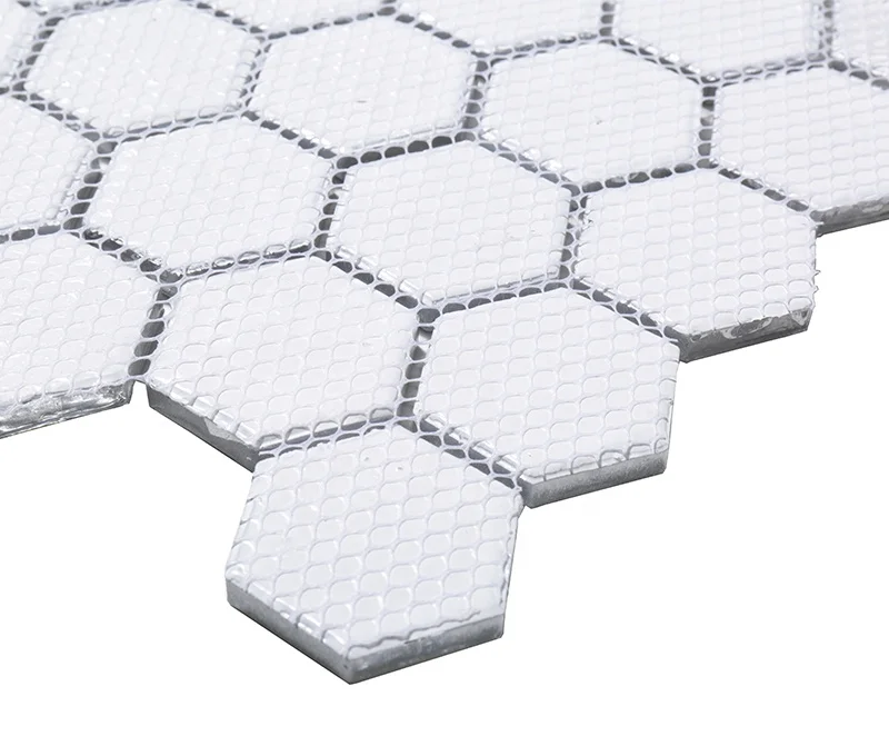 House Decoration Bathroom Hexagon Copper Glass Mosaic Tile