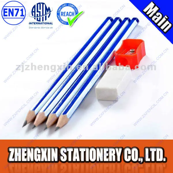 
promotional triangle dipped striped top quality soft wooden Standard Pencils set Customized HB Pencils 6 pcs blister /set 