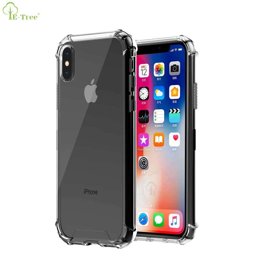 Acrylic Crystal Clear Shock Absorption Bumper Mobile Phone Case for iPhone X