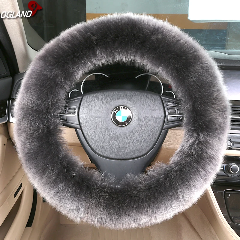 
Factory Price Luxury Long Wool Car Steering Wheel For Car Accessories Australian Merino Sheepskin Fur Auto Cover Universal 