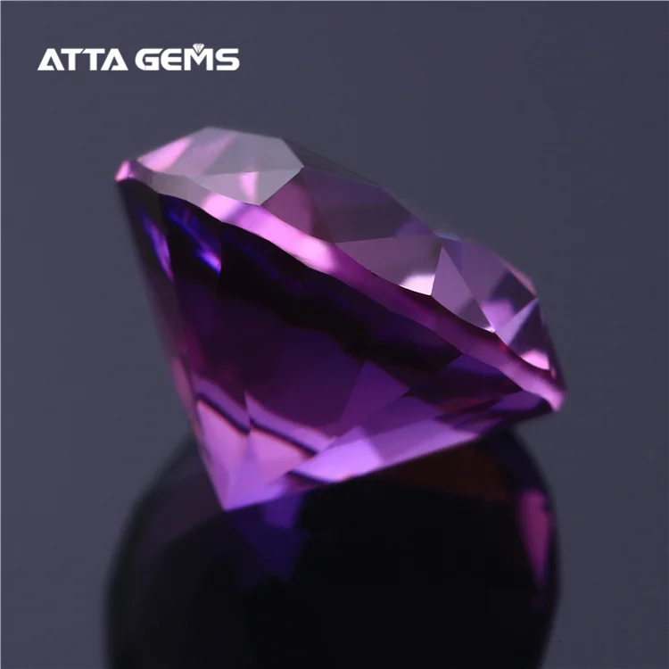 61# Round Brilliant Cut Purple Grape Synthetic Corundum Lab Created Purple Sapphire Gemstone for Sale