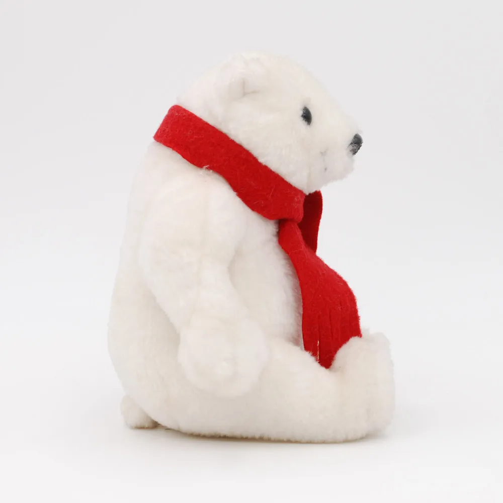 Customized logo pattern funny super soft white sitting stuffed plush polar bear toy