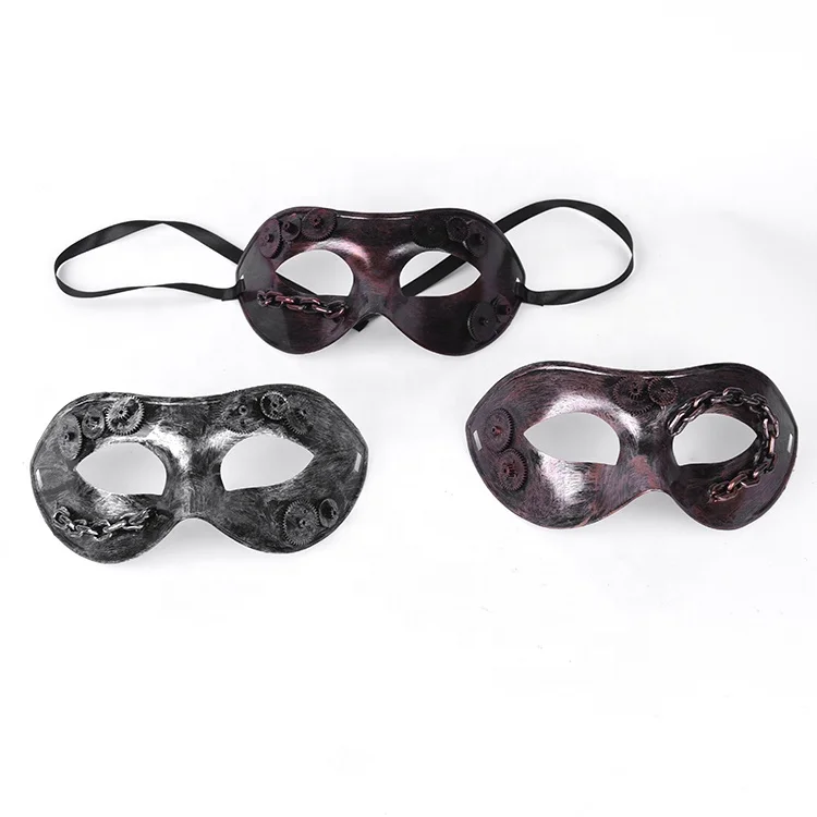 Custom Personalized Retro Gear Era PVC Plastic Steampunk Mask Rock Punk Eyewear Half Mask Design for Halloween