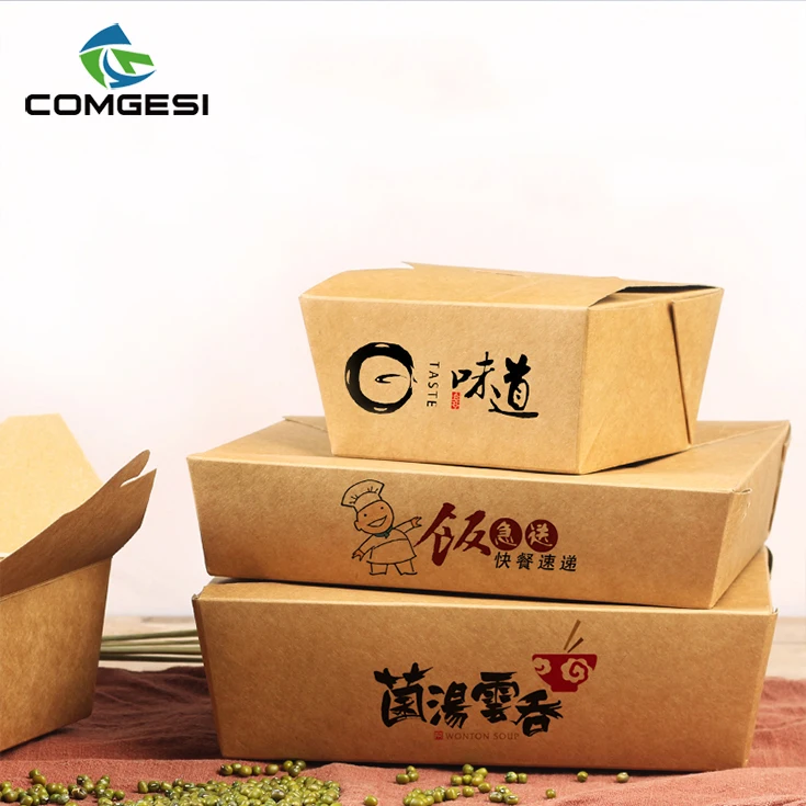 Hot sale custom made paper fast food chips fried chicken box packaging take out food container