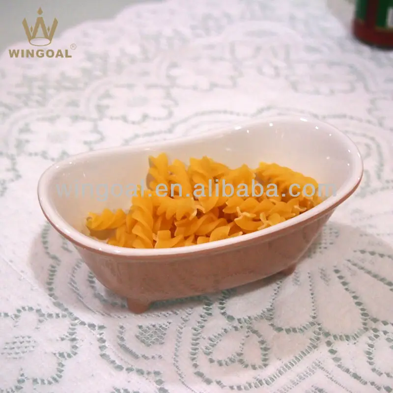 S/4 Bathtub shape colorful ceramic dish set salad bowl dessert jam dish