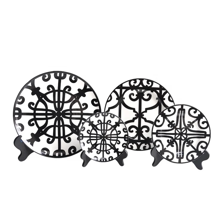 
Unique kitchen dinner plate, black ceramic charger plate wholesale 4 pcs a set 