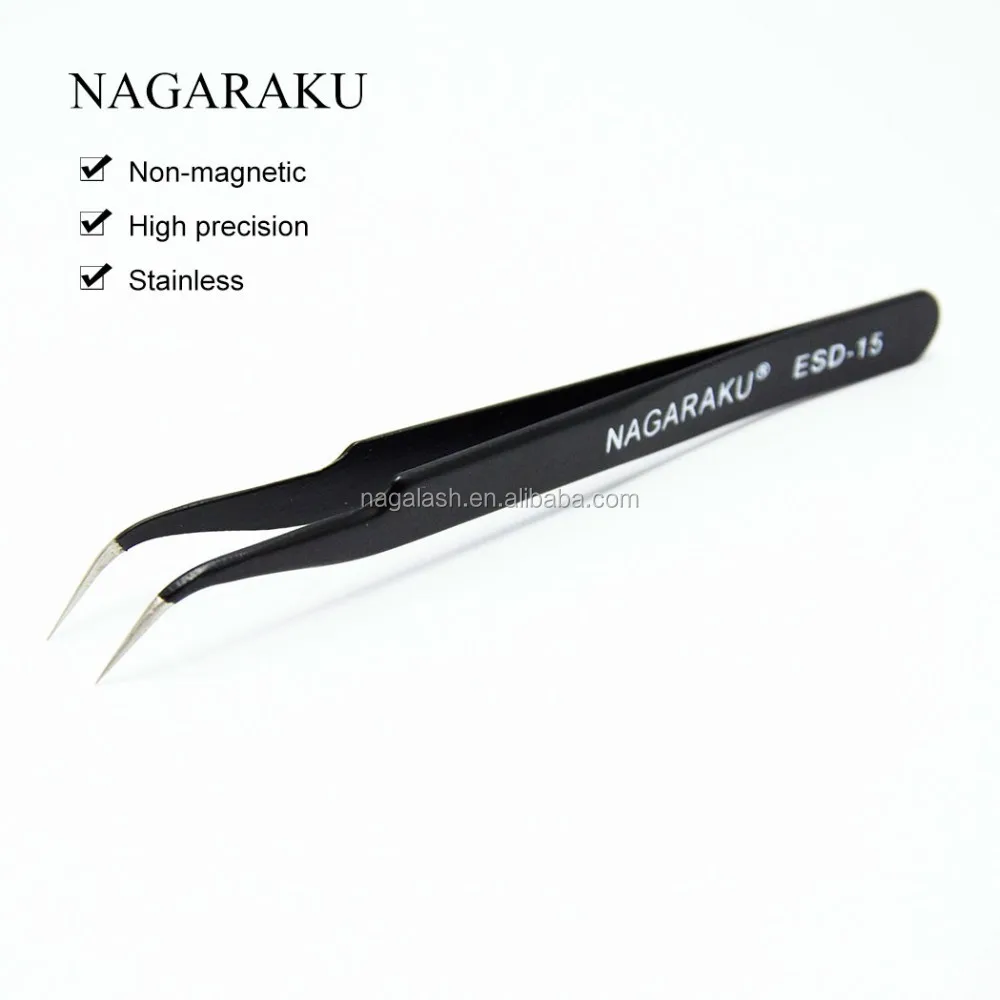 NAGARAKU stainless non-magnetic eyelash extension tweezers false eyelash tweezers private label