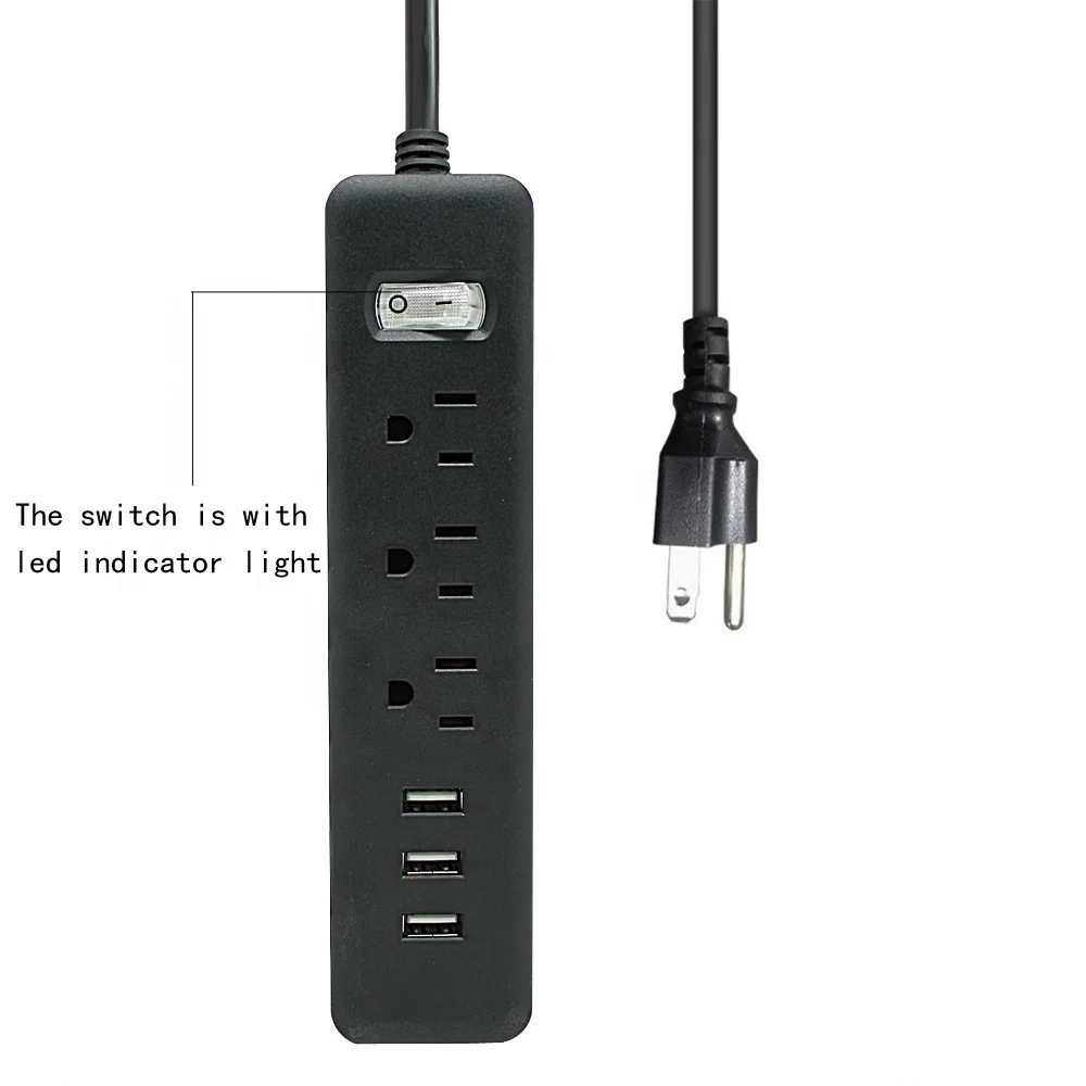 
Smart USB power strip outlet connector electrical power extension cord socket 