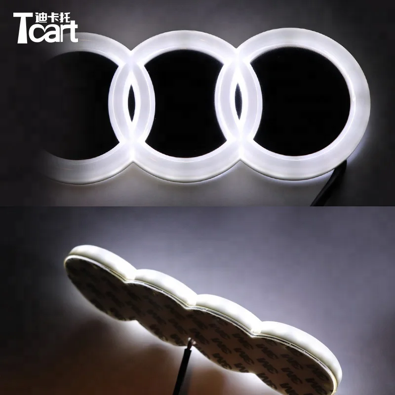 Tcart High Quality 12V White Red Blue Special LED Car Logo Light Out Door Lamp normal bright and Sport mode