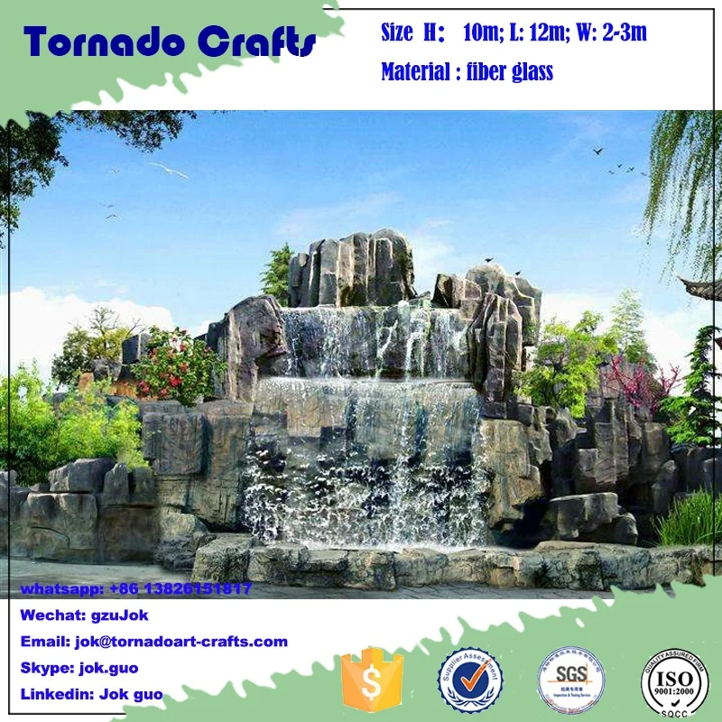 Factory artificial rock waterfall fiberglass rock for park road artificial landscape stone