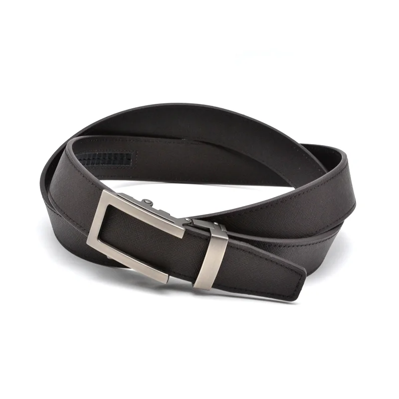 Custom formal metal magnetic automatic buckle micro adjustable belts real leather men track belt