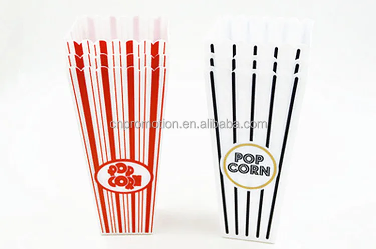 Fashion Red and White Striped Popcorn Tin Bucket Cartoon Pattern Popcorn Bucket
