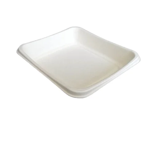 Eco-Friendly Sugarcane Bagasse Dessert Display Tray Bakery Food Square Tray