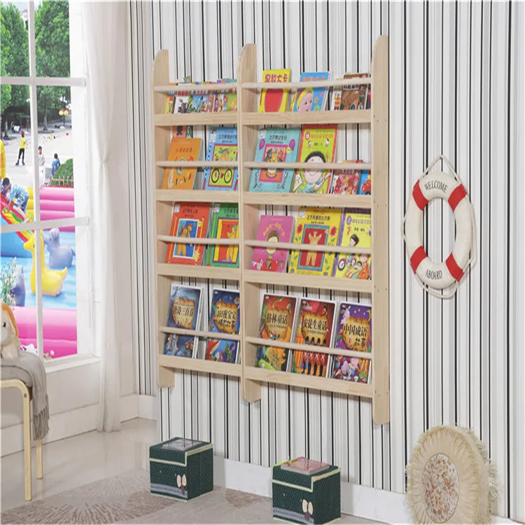 Kids Wall Bookcase Wood Shelf