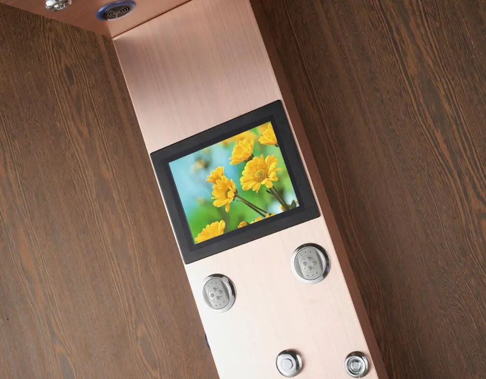 Golden Waterfall Shower Faucet Set Shower Column Tub Spout Hand Massage Jets Panel