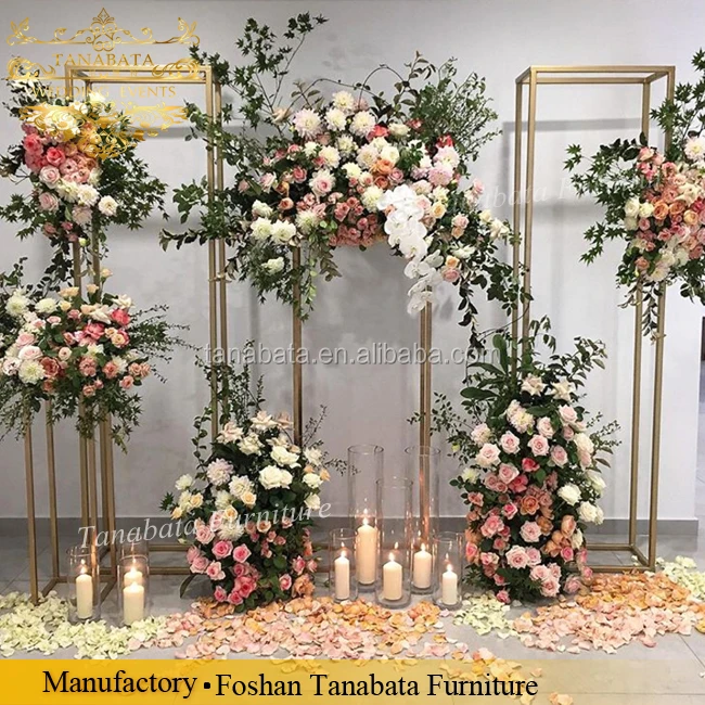 Modern decorative metal frame glass top flower stand designs