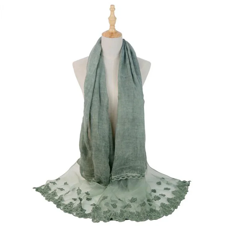 Scarf manufacturers promotional soft long cotton winter lady fashion lace scarf pashmina