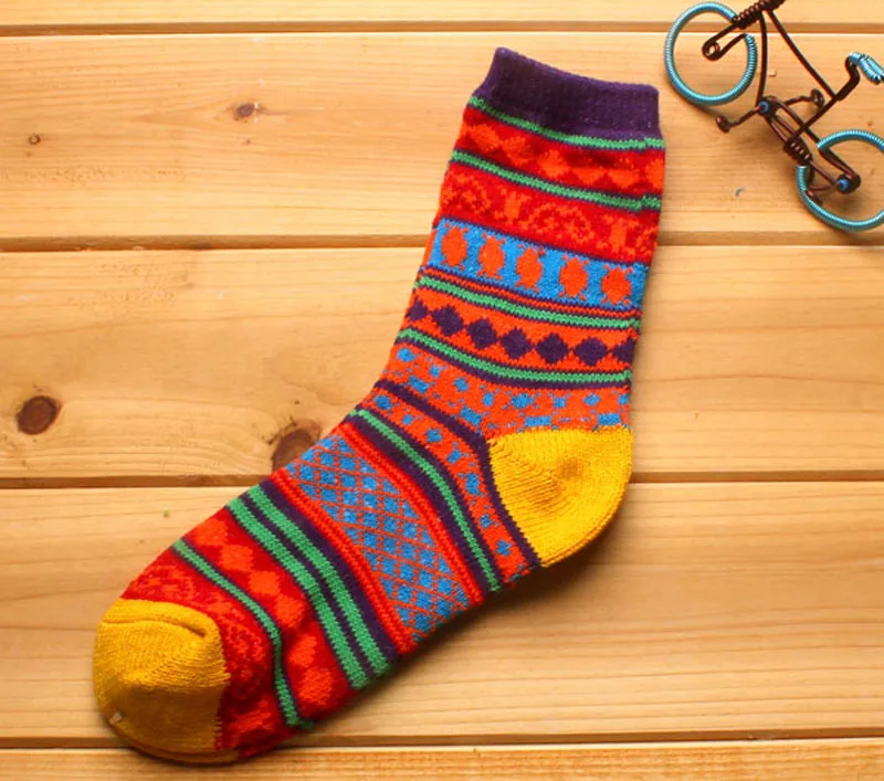 Custom design stripe colorful wool socks women