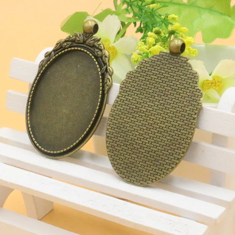 35x25mm/40x30mm Antique Bronze oval Jewelry Cameo Cabochon Bezel Base metal Setting Blank Pendant Trays bezel
