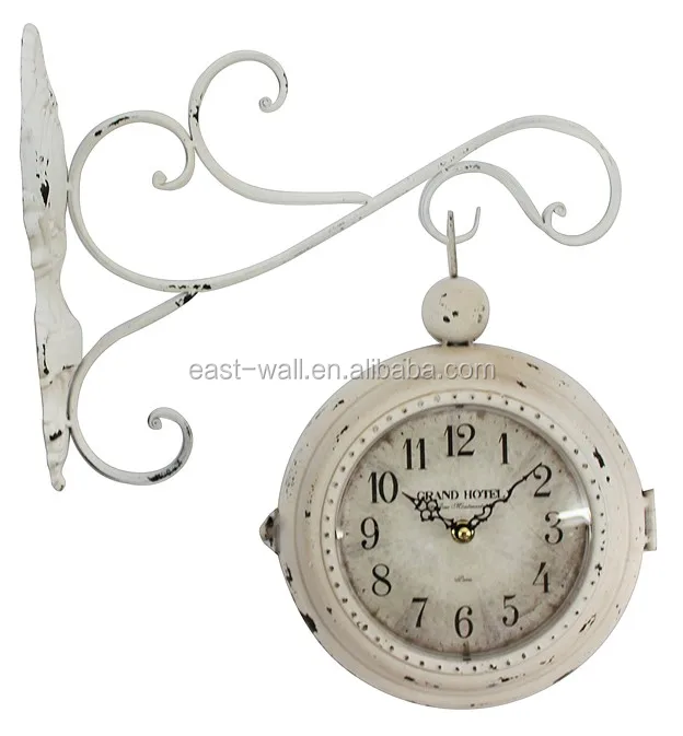 vintage white color different bracket shape antique wall hanging clock