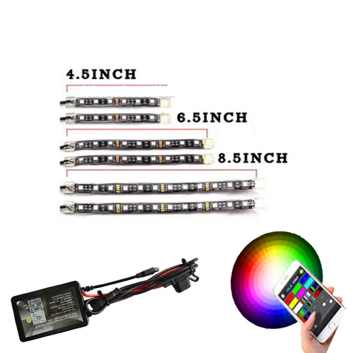12 шт. RGB LED мотоциклетное освещение миллионов цветов неоновые светящиеся полосы аксессуары для мотоциклов комплект света