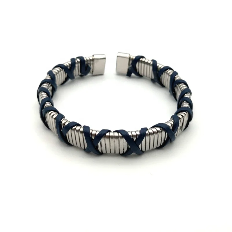 Stainless Steel  Two-Tone Positive Energy HOPE Word Cable Wire Men Bangle Women Bracelet Jewelry