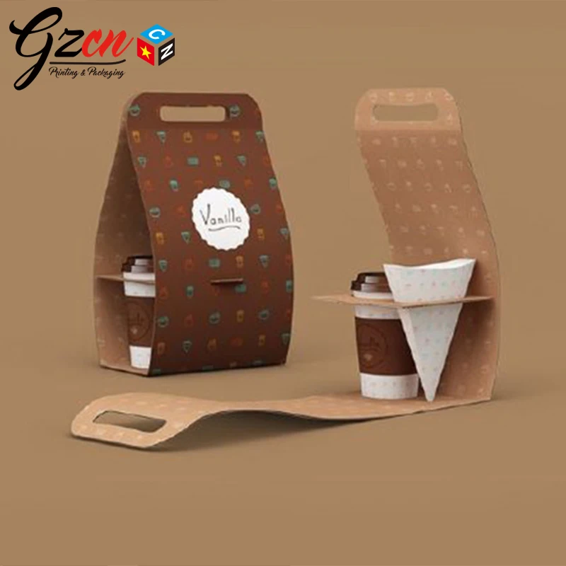 Recycled Environment friendly take away box paper coffee cup carrier