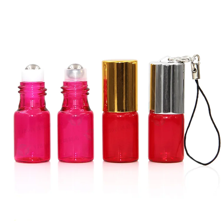 1-5ML colorful glass essential oil bottle with roller ball